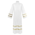 thumbnail image 4 of SeCaotees Costume for Men Solid Color Long Sleeve Striped Robe Relaxed Fit Lightweight Breathable Church Clergy Priest Halloween Cosplay Fancy Dress Outfit White,XL, 4 of 8