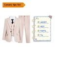 thumbnail image 1 of Conjunto de traje con clase para niño, traje de color Beige, un botón, sólido, 4 piezas, Blazer, chaleco, pantalones, corbata, esmoquin Formal para niño de 3 a 4 años, 1 of 5