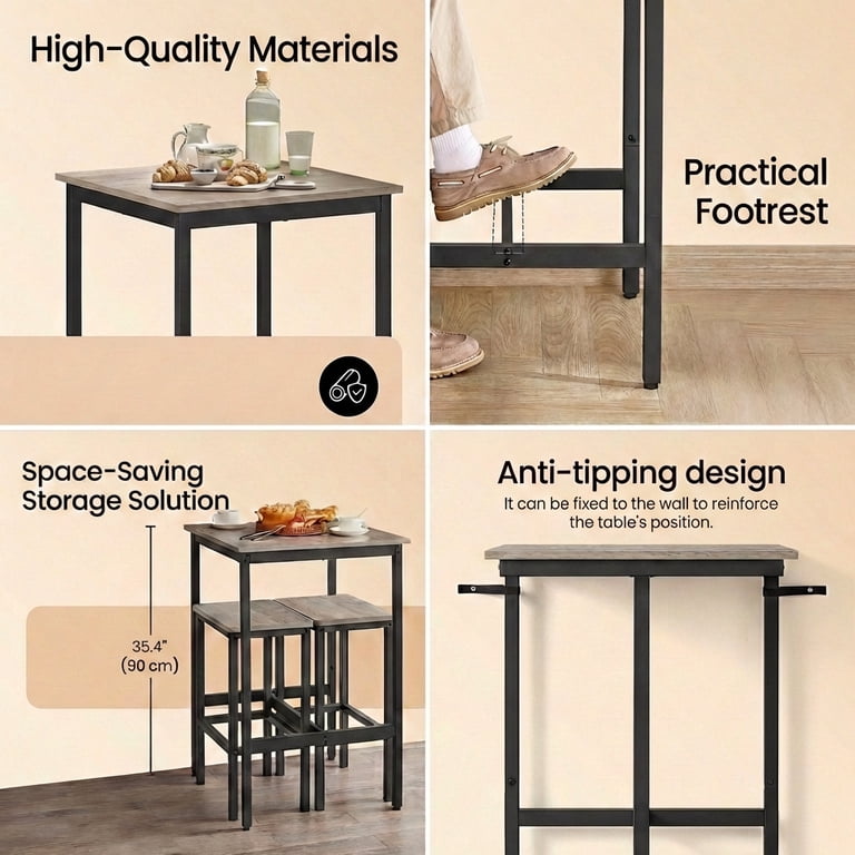 Ledrem Compact Bar Table, Counter Height, Greige and Black photo 3