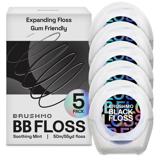Hilo dental Brushmo Black Floss Expansible, 5 bobinas, 250 m