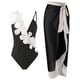 thumbnail image 1 of Gibobby Trajes de Baño Mujer Traje de baño de 1 pieza para mujer + 1 pieza para cubrirse Traje de baño de dos piezas con estampado vintage Monokini Bikin(Negro,CH), 1 of 5