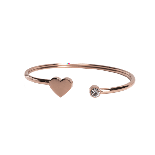 Pulseras Mujer de Corazón LuckyLy, Brazalete de Acero Inoxidable y Zirconia Cúbica, Modelo Aléx rosa UNITALLA