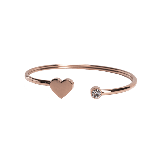 Pulseras Mujer de Corazón LuckyLy, Brazalete de Acero Inoxidable y Zirconia Cúbica, Modelo Aléx rosa UNITALLA
