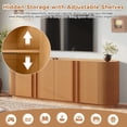 thumbnail image 4 of TV Stand for TVs up to 70",Mid Century TV Console Table with Storage Cabinets & Adjustable Shelves,Media Television Stand Entertainment Center for Living Room,Natural, 4 of 8