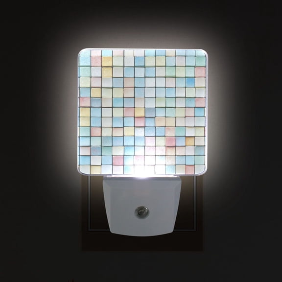 Yayeee LED Plug in Night Light for The Home with Auto Dusk to Dawn Light Sensors, 2 Pack, Small Pastel Pattern