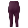 thumbnail image 6 of vigerkar Womens High Waist Basic Solid Cotton Soft Breathable Tummy Control Seamless Yoga PantsCapri Leggings Wine, XL, 6 of 6