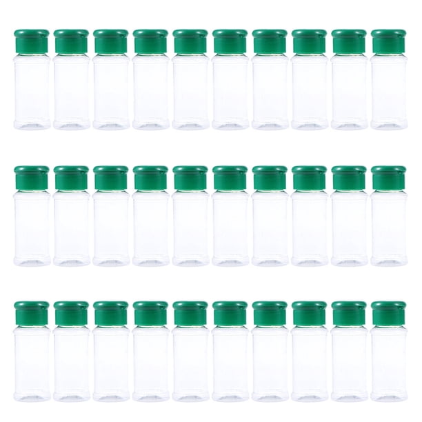 GOOHOCHY 30pcs botella de condimento de plástico dispensador de especias pimenteros tarro de sal para cocina de barbacoa (verde)