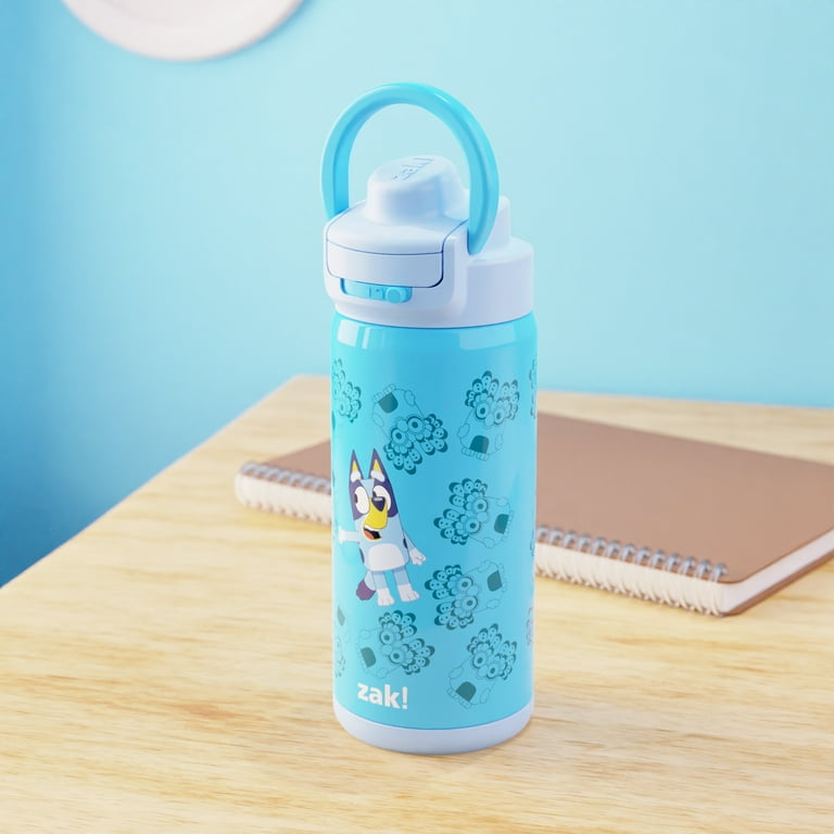 Zak Designs 14oz Wish Kids Straw Water Bottle – Stainless Steel Vacuum Insulated, Flip-Top, BPA-Free