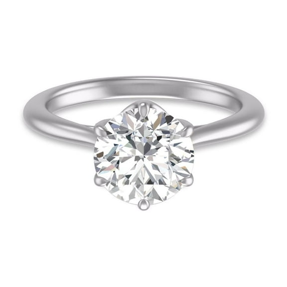 SZUL Women's 6 Prong Lianne Solitaire Ring with IGI Certified 2.50 Carat Center Round Lab Grown Diamond in 14K White Gold