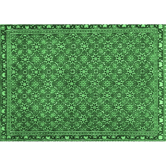 Ahgly Company Indoor Rectangle Abstract Emerald Green Contemporary Area Rugs, 5' x 8'