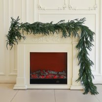 Bootesun 9FT Christmas Garland, Artificial Norfolk Pine Cedar Garland, Real Touch Winter Greenery Faux Pine Cedar Needles for Home Table Mantle Fireplace Indoor Outdoor Christmas Decorations