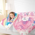 thumbnail image 3 of Metsweet Kawaii Unicorn Queen Comforter Set 3 Pieces, Cartoon Love Heart Rainbow Comforter Sets Queen,Pink Reversible,1 Comforter and 2 Pillowcases, 3 of 6