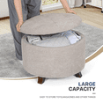thumbnail image 5 of MoNiBloom Storage Ottoman with Padded Seat, Modern Cotton-linen Footrest, Round Seat Stool, Beige, 5 of 8