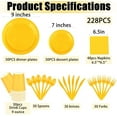 thumbnail image 2 of 228PCS Yellow Party Supplies Set Include Paper Plates Cups Paper Napkins Plastic Spoons Forks Knives for 30 Guests Disposable Party Dinnerware for Birthday Wedding Family Picnic, 2 of 6