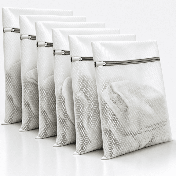 ROSOZ Mesh Laundry Bags with Zipper 6 Pack, 12×16 in Fine Mesh Wash Bags for Delicates Lingerie Socks Garment Washing