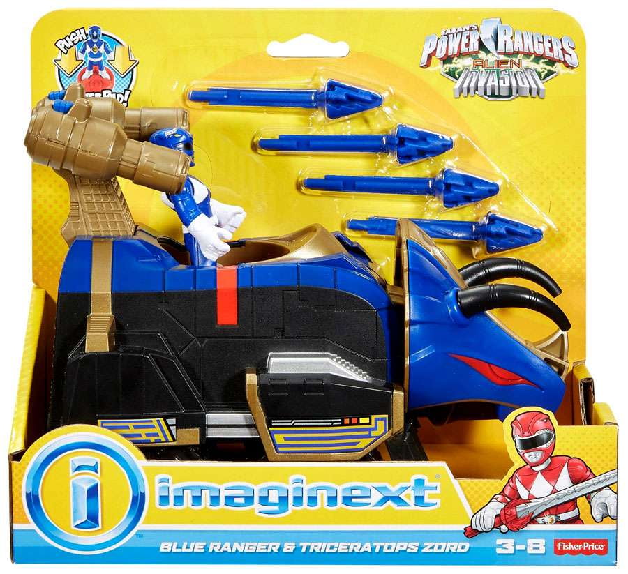 imaginext power rangers blue ranger and triceratops