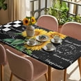 thumbnail image 3 of Yellow Sunflower Table Cloths for 3 Foot Rectangle Tables, Black White Plaid Watercolor Floral Patio Waterproof Elastic Fitted Tablecloths, Washable Rectangular Table Cover for Camping, 3 of 8