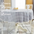 thumbnail image 4 of Heavy Weight Cotton Linen Tablecloth Lace Plaid Round Table Cloth for Kitchen Dining Room Tabletop Decoration, 48" - Round, Light Blue, 4 of 6