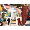 thumbnail image 4 of Cuteduck Womens Plus Size 2 Piece Outfit Set Long Sleeve Wide Leg Pant Loungewear Pajamas Set with Pocket 1X-5X, 4 of 9