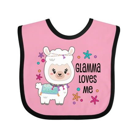 

Inktastic Glamma Loves Me- Cute and Happy Llama Gift Baby Boy or Baby Girl Bib