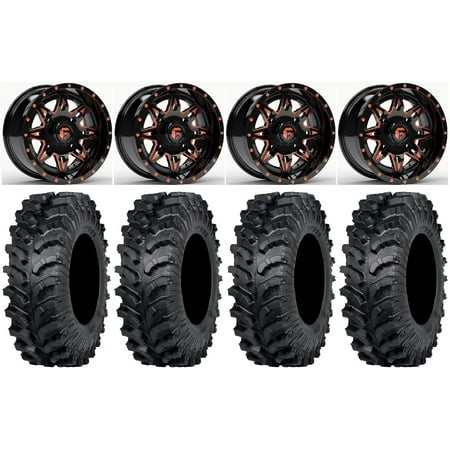 Fuel Lethal 15 Wheels Orange 32 MT911 Tires Kawasaki Mule Pro FXT