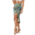 thumbnail image 4 of INSPIRE CHIC Women's Hawaiian Skirts 2024 Summer Beach Ruched Front Tropical Skirt with Slit S Mint Blue, 4 of 6