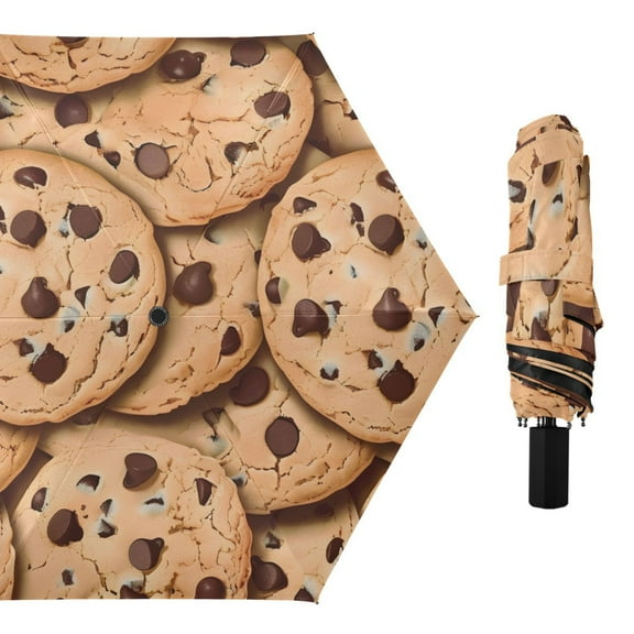Chocolate Chip Cookies Compact Sun Umbrella Windproof Travel Umbrellas for Rain Strong Portable UV Protection