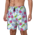 thumbnail image 2 of Uemuo Strawberry And Flowers Pattern Mens Swim Trunks Quick Dry Board Shorts with Mesh Lining, Stretch Beach Shorts Quick Dry No-Chafing Board Shorts-Small, 2 of 9