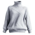 thumbnail image 4 of Luwomo Women's Turtleneck Argyle Knitted Sweaters Oversized Pullover Tops Trendy Fall Winter Outfit 2025,Grey,S, 4 of 4