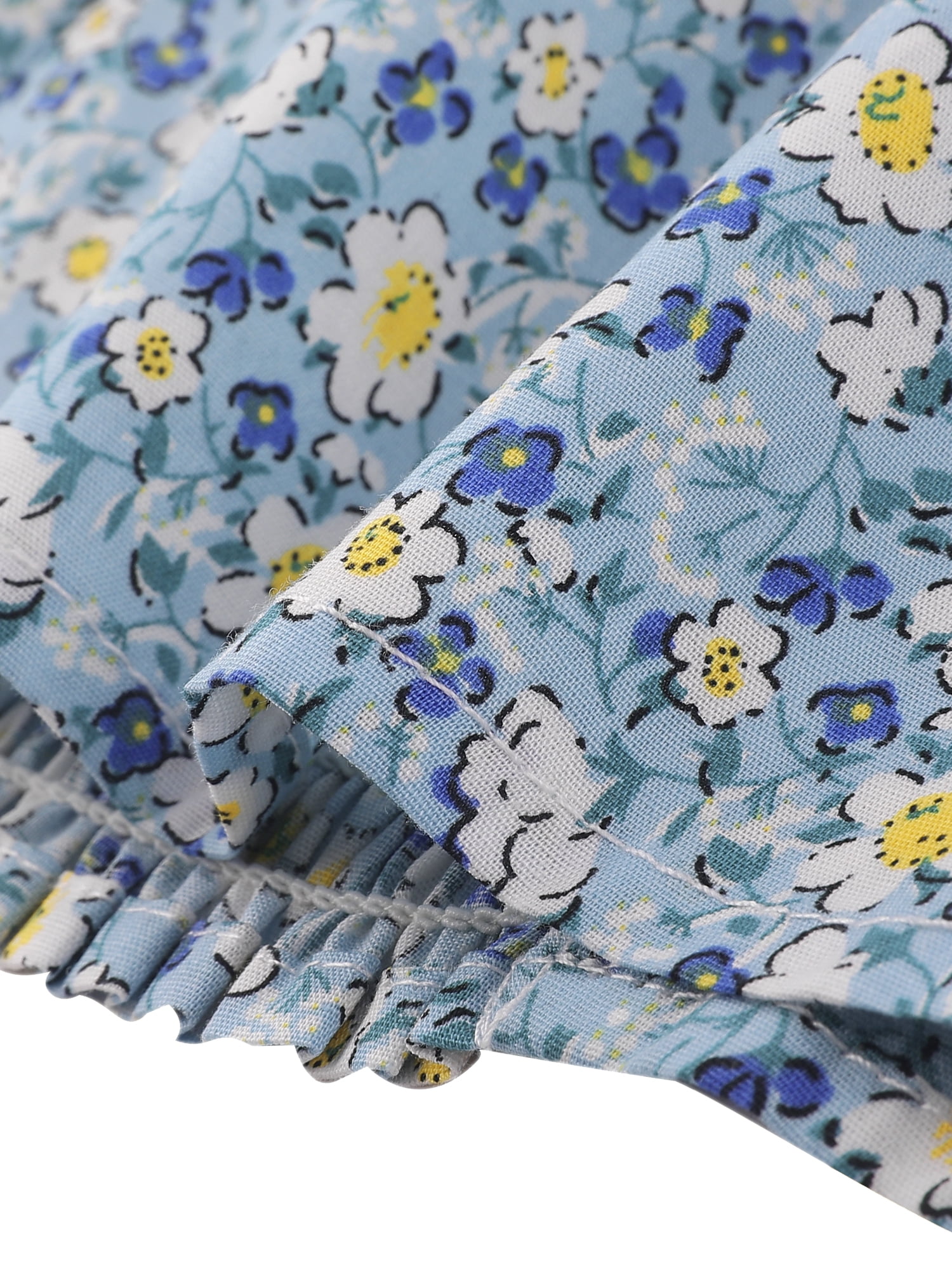 DARING DIVA Puff Sleeve Sweetheart Neck Smocked Floral Top L Blue