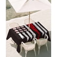 thumbnail image 2 of Outdoor Tablecloth with Umbrella Hole, American Flag Baseball Zippered Table Cloth for Rectangle Tables, Patriot Black and White Red Washable Waterproof Tablecloths for Picnic Patio Garden, 2 of 9