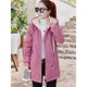 thumbnail image 5 of Chaqueta con Cremallera y Bolsillos para Mujer, Sudadera Larga Extragrande con Capucha, Abrigo Afelpado y Cálido. Rosa XXXL, 5 of 7