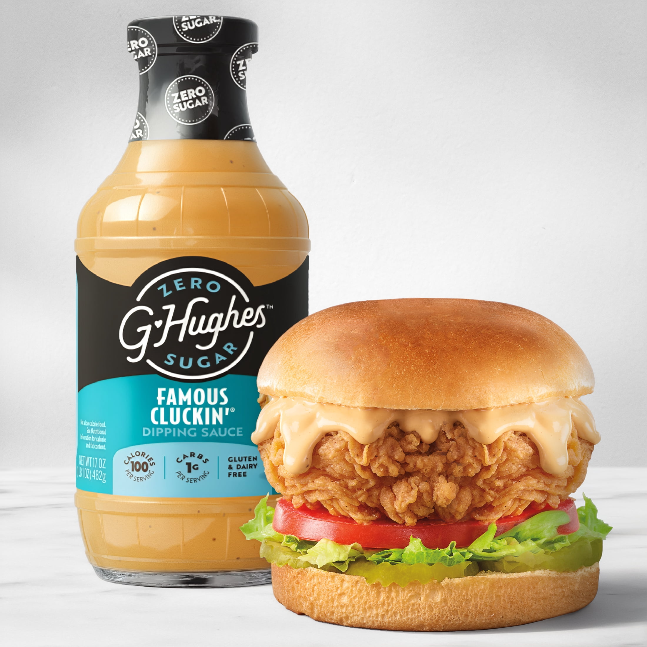 (3 pack) G Hughes Zero Sugar Famous Cluckin' Dipping Sauce, 17 oz
