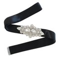 thumbnail image 4 of Crystal rhinestone flor cinta nupcial cinturón faja negro Yuyangstore cinturón nupcial de la boda, 4 of 7