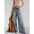 thumbnail image 5 of Jeans Wide Leg Denim Pants Vintage 'S Y2K Street Fashion Boyfriend Straight Denim Pants Blue-Black XL, 5 of 7