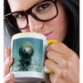 thumbnail image 2 of 3drose, Manatee N Fishes Underwater, 15oz Two-tone Yellow Mug, 2 of 6