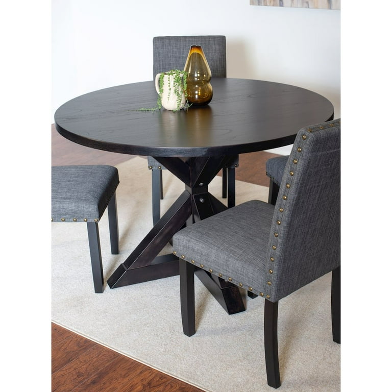 Roundhill Furniture Mytzi 5-Pc Dining Set, Cross-Buck Dining Table