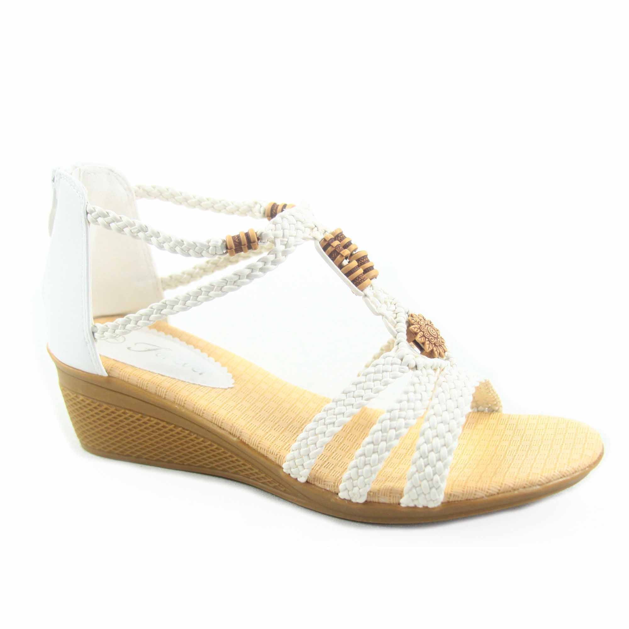 Paramount-10 Women's Low wedge Braid Ankle strap Sandal Shoes - Walmart.com