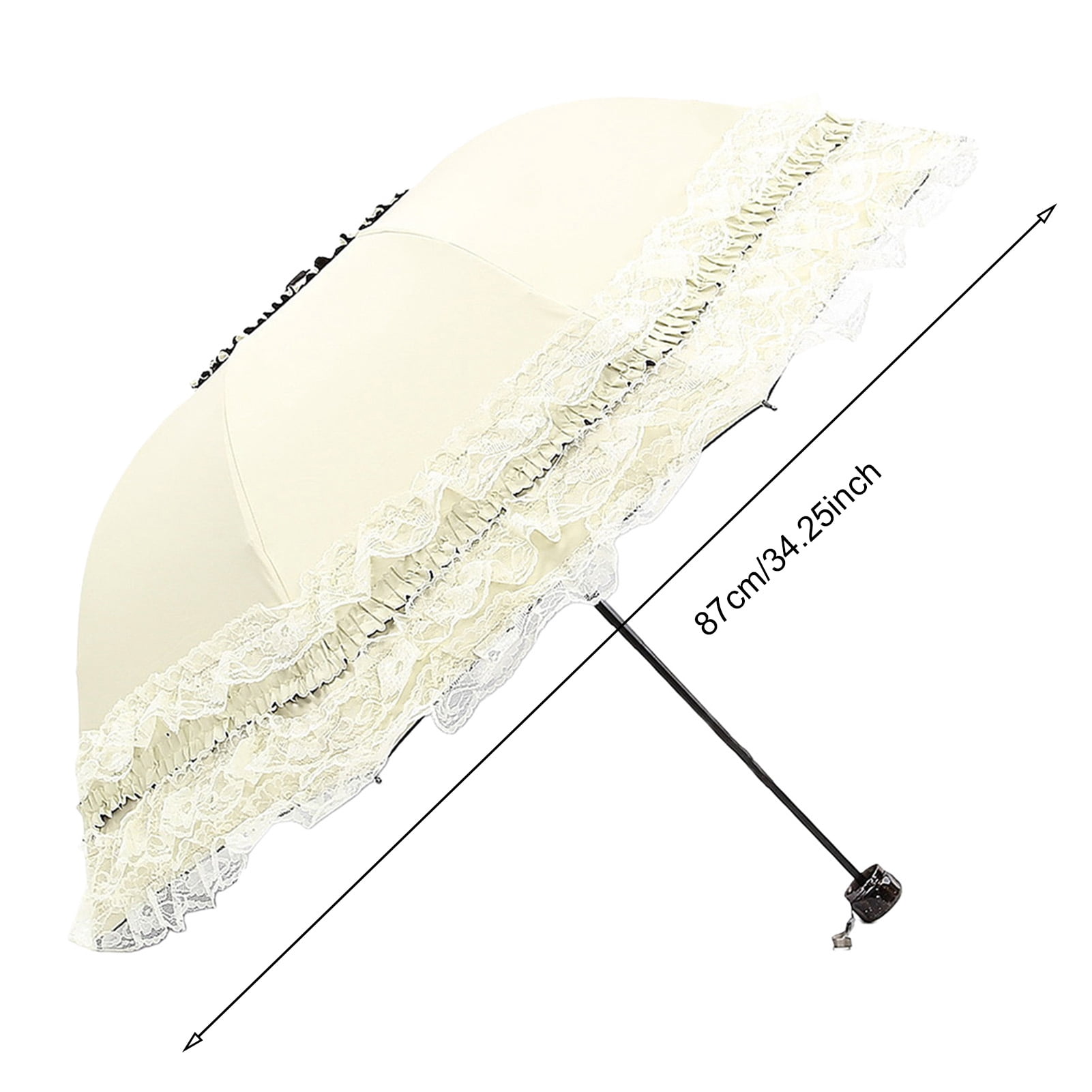 Deyuer Lace Folding Umbrella Portable Sun Blocking UV Protection Umbrella Windproof Lightweight Waterproof Travel Mini Sun Rain Umbrella Pocket Parasol