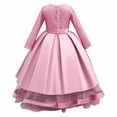 thumbnail image 3 of JAJAHO Flower Girl Dress Kids Girls Princess Birthday Dress Lace Long Sleeve Pleated Midi Party Wedding Formal Ball Gown 4-14Y, 3 of 7
