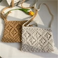 thumbnail image 4 of Women Crochet Shoulder Bag, Knitting Handmade Weaving Handbag, Simple Hollow Beach Bag,Khaki, 4 of 6