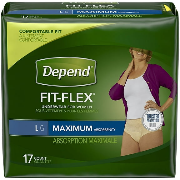 2 Pack - Depend Fit-Flex Underwear For Women Maximum Absorbency, Large 17 ea