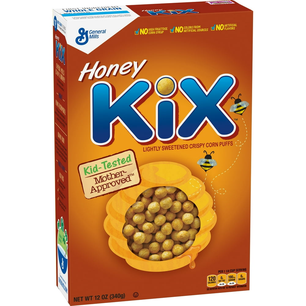 (2 Pack) Honey Kix Breakfast Cereal, Crispy Corn Puffs Cereal, 12 oz