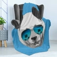 thumbnail image 4 of Sunglasses Soft Flannel Fleece Blanket, Sketchy Graphic Image of a Single Panda Face Tropical Vacation Vibes, Cozy Plush for Indoor and Outdoor Use, 70" x 90", Blue Dark Grey Pearl, by Ambesonne, 4 of 5