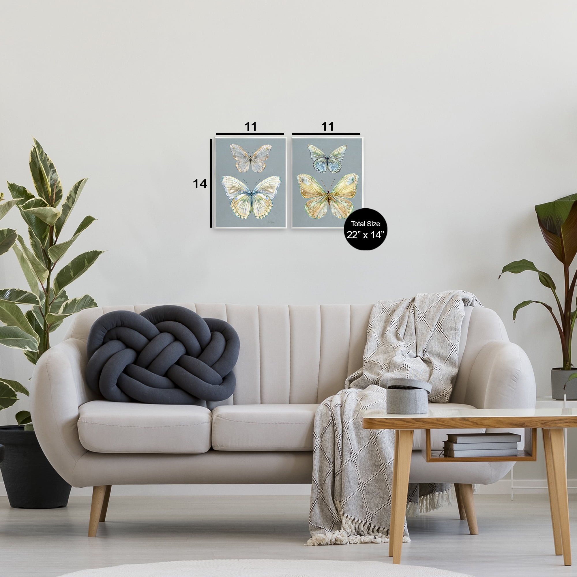 Stupell Industries Butterfly Pairs over Slate 2 Piece Wall Plaque Art Set, design by Carol Robinson