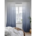 thumbnail image 3 of Sheer Curtains 96 inches Long, Navy Blue Wave Lines Gradient Minimalist Abstract Texture Light Filtering Sheer Window Curtains Rod Pocket Voile Drapes for Bedroom Living Room, 52"W x 96"L 2 Panels, 3 of 7