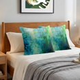 thumbnail image 6 of Pillow Covers 18x18 Set of 2, Blue Green Throw Pillow Covers Decorative Couch Cushion Cover, Modern Oil Painted Abstract Artistic Microfiber Soft Square Pillowcases for Bedroom Living Room Sofa, 6 of 9