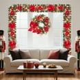 thumbnail image 6 of 24" Christmas Wreath for Front Door, Artificial Battery Operated Holiday Xmas Wreath with Red Flowers, Ribbon, Berries & Ornaments, Red Gold, 6 of 7