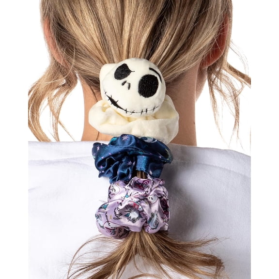 The Nightmare Before Christmas Scrunchie Set Hair Ties Hair Accessories For All Hair Types 3 Piece Set | Pain-Free Removal For Braids Ponytails
