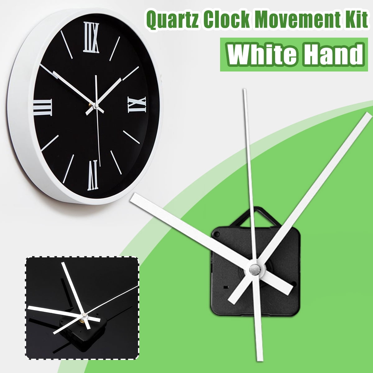 1 Set Diy Wall Quartz Clock Movement Mechanism Repair Replacement Kit Part White Hand Black Shell Walmartcom Walmartcom